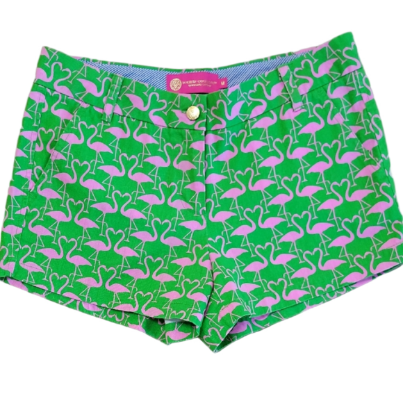 Macbeth Collection by  Margaret Josephs Pants - Macbeth Collection by Margaret Josephs Green Flamingo Shorts Size Medium NWOT